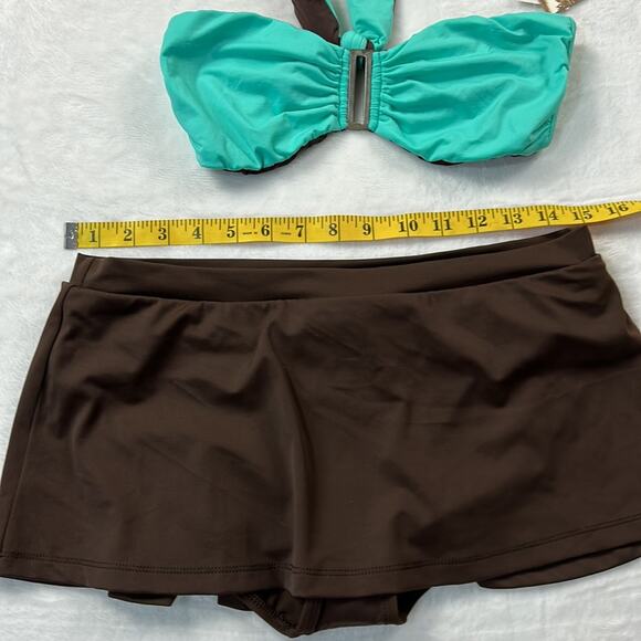 Leilani Two piece bikini set - Bermuda bra/cali in chocolate and mint, 8 NWT - Picture 7 of 14